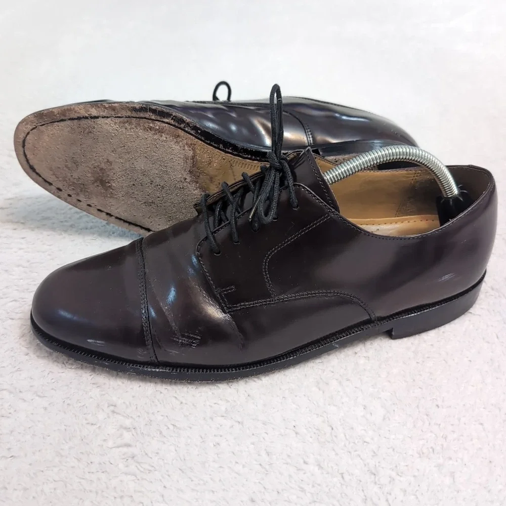Cole Haan Caldwell 08331 Men 10.5 CherryBrown Leather Lace Up Oxford Dress Shoes